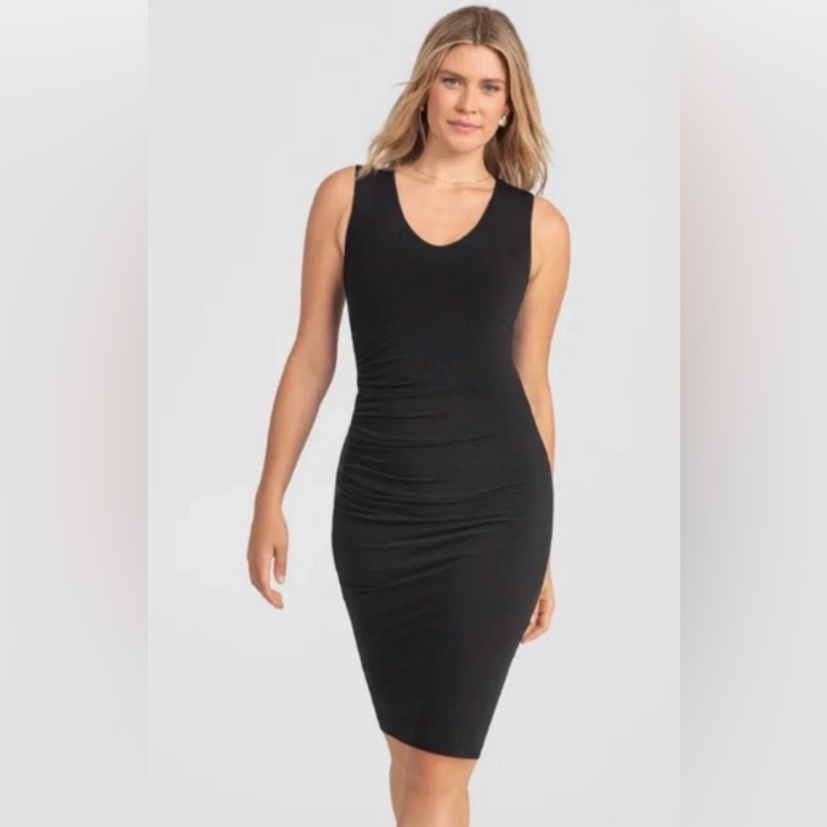 Honeylove Innerpower Sleeveless Shapewear Dress Ruched Midi Bodycon Slimming L